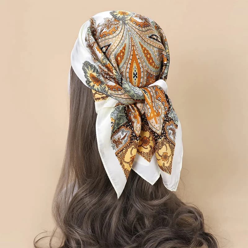 70x70 cm Sciarpa di seta per le donne Stampato floreale Scialle quadrato Musulmano Hijab Ufficio Signore Sciarpa al collo Bandana per capelli Regalo Silenziatore Foulard
