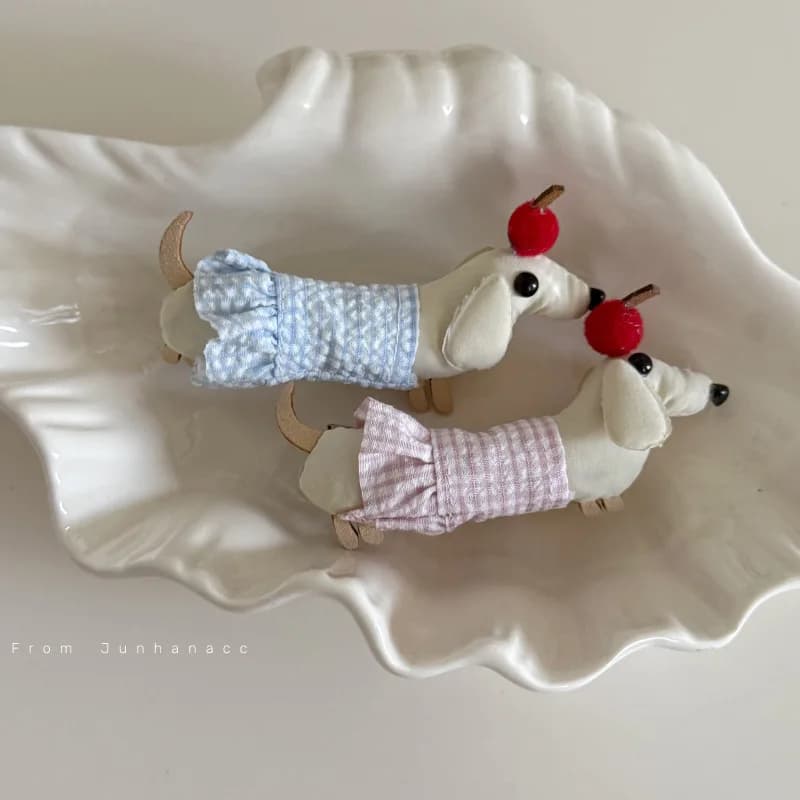 Cherry puppy plaid bangs edge clip cotton cute hairpin sweet girl heart side clip hair accessories headdress
