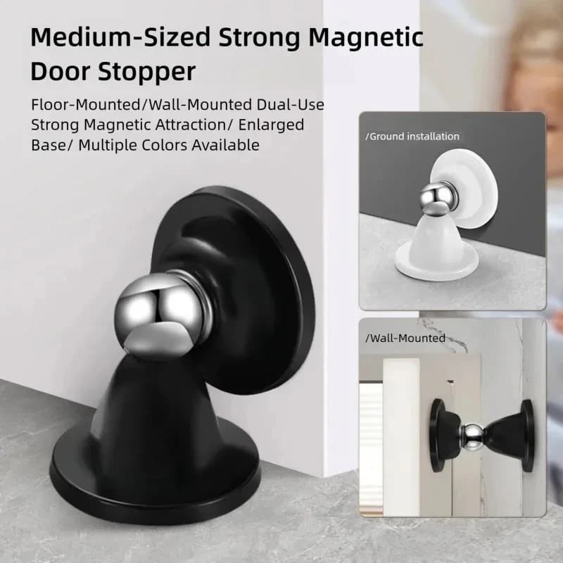 Fermaporta Magnetico in Silicone, Silenzioso Anti-Collisione, Protezione per Pavimento e Parete per la Sicurezza Domestica