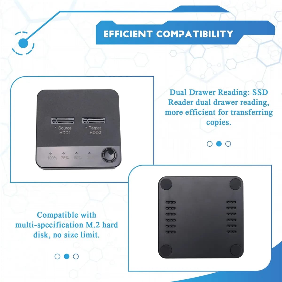 Duplicatore M.2 Docking station per disco rigido esterno con custodia SSD Dual Bay M.2 con clone per lettore SSD HDD M2