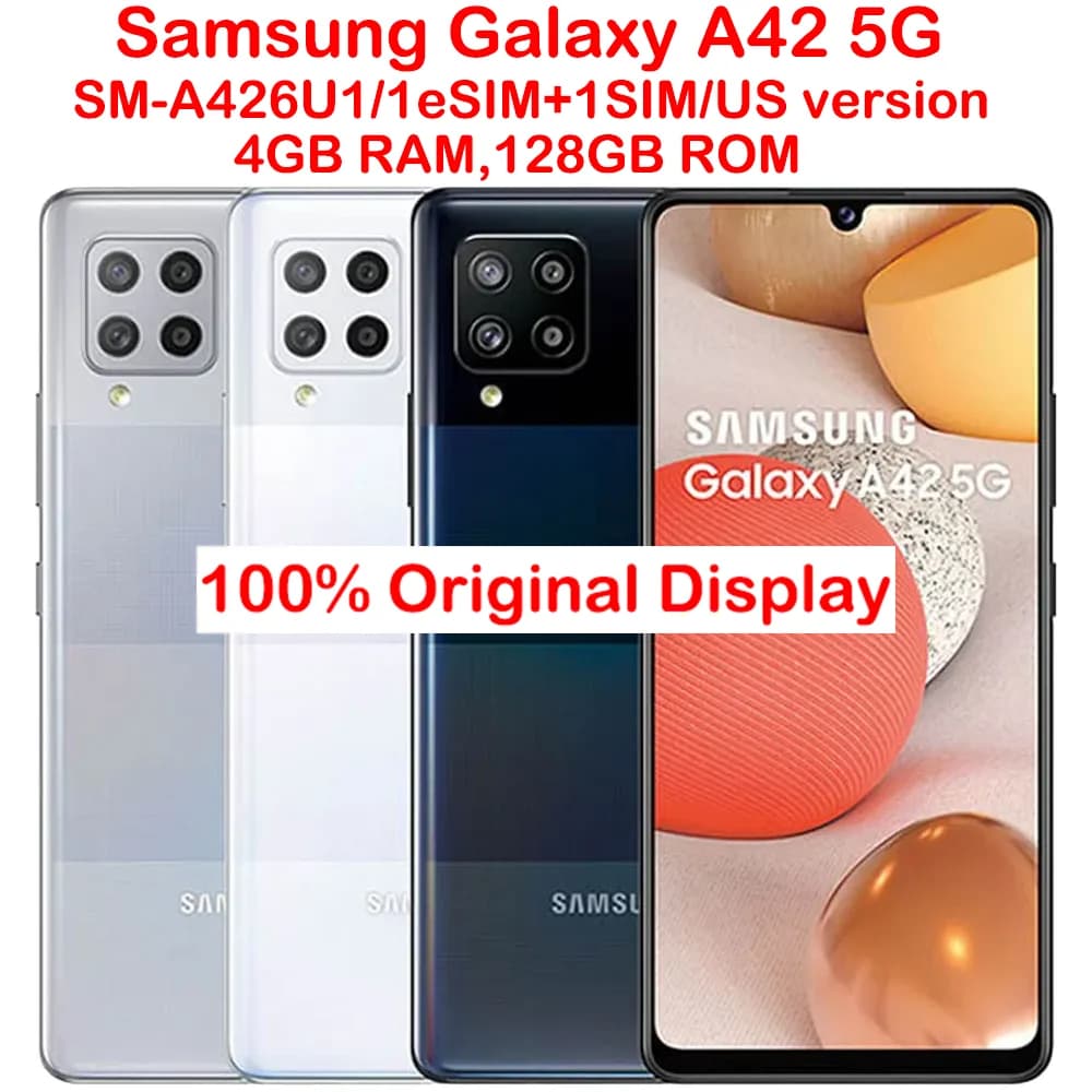 Samsung Galaxy A42 5G Smartphone Android A426U, Schermo AMOLED da 6,6 Pollici, 4GB RAM, 128GB, Quad Camera 48MP, NFC, 5000mAh, Versione USA Originale Sbloccata