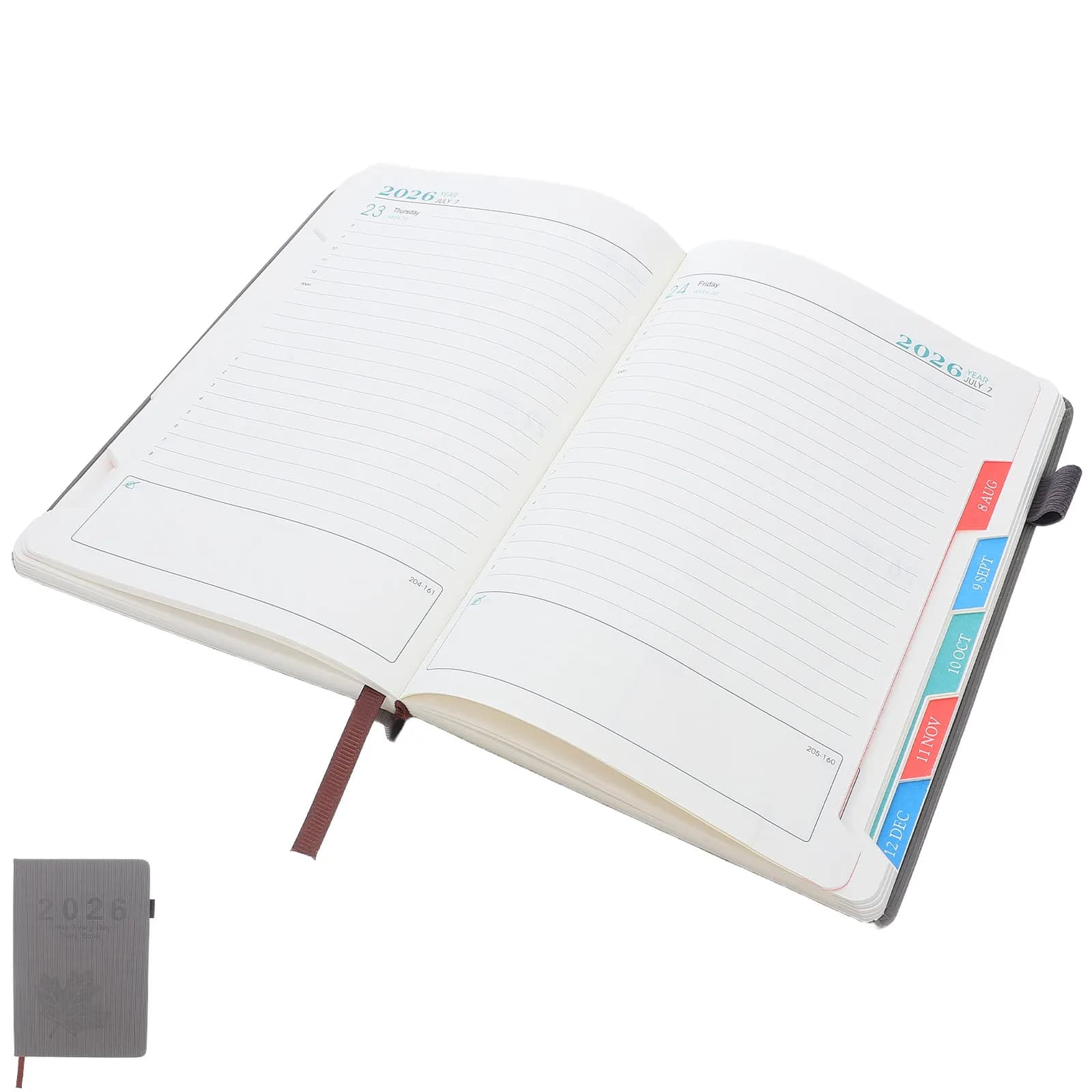 Agenda Giornaliera 2026 A5 con Copertina in PU a Foglia d'Acero, Elegante Organizer Annuale, Pianificatore, Calendario e Diario