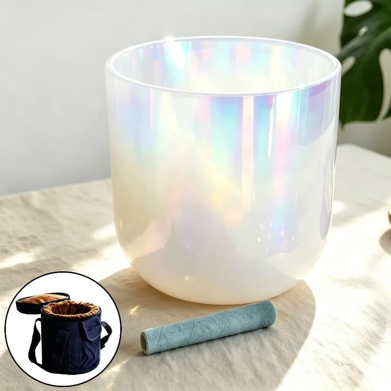 Crystal Singing Bowl Meditation Sound Bowls Yoga Sound Healing Chakra Bowls Professional Handheld Musical Instrument with Bag