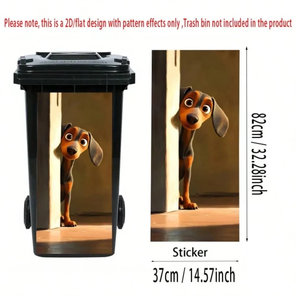 Funny Animal Series Garbage Pail Stickers 2D Self Adhesive Trash Can Decal PVC Waterproof Dustbin Poster Outdoor Patio Decor