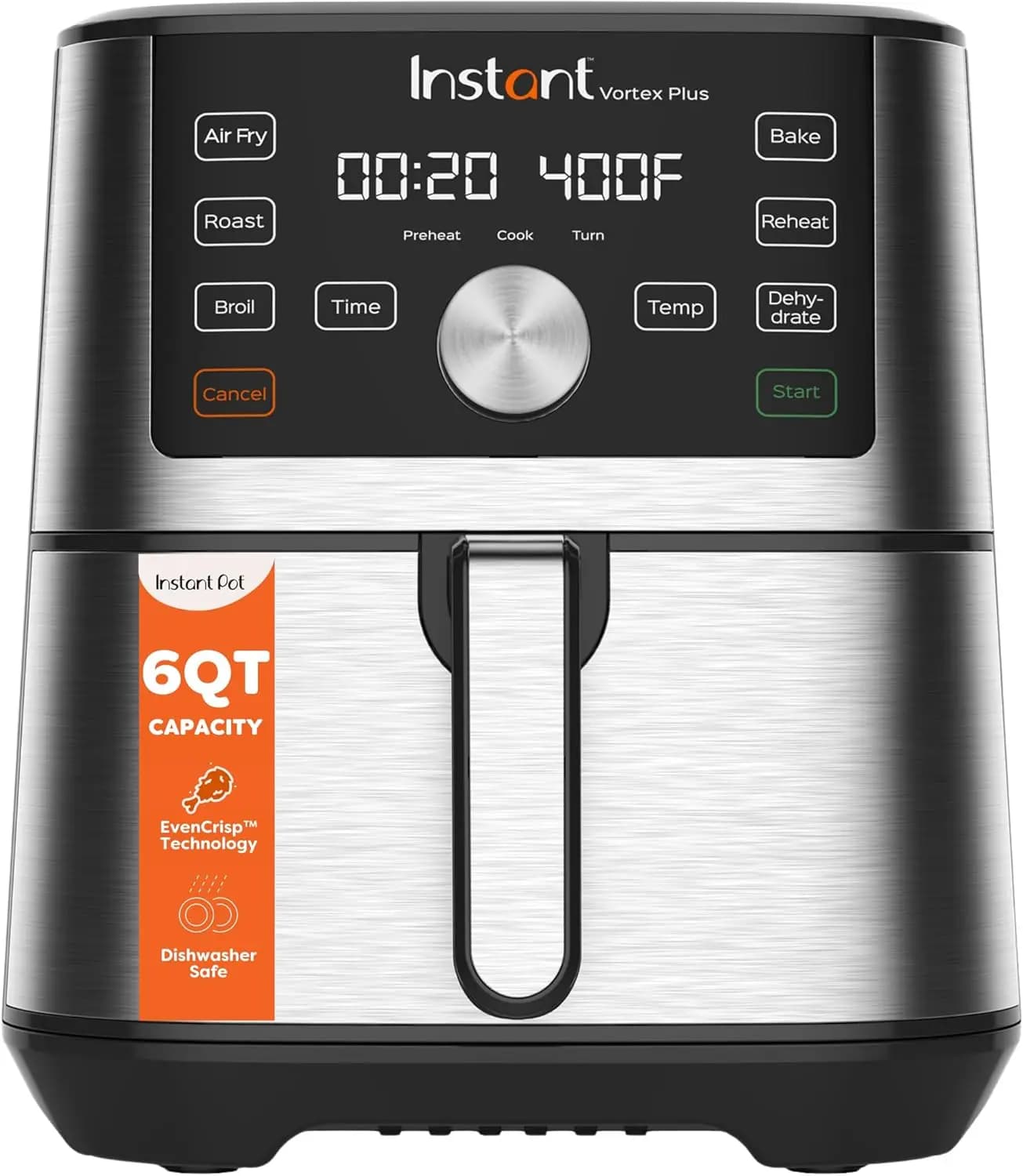 Friggitrice ad Aria VORTEX Plus 6QT, 6-in-1, Funzioni: Friggere ad Aria, Grigliare, Disidratare, Croccantizzare, Arrostire, Riscaldare, Cuocere, Cestello Lavabile in Lavastoviglie