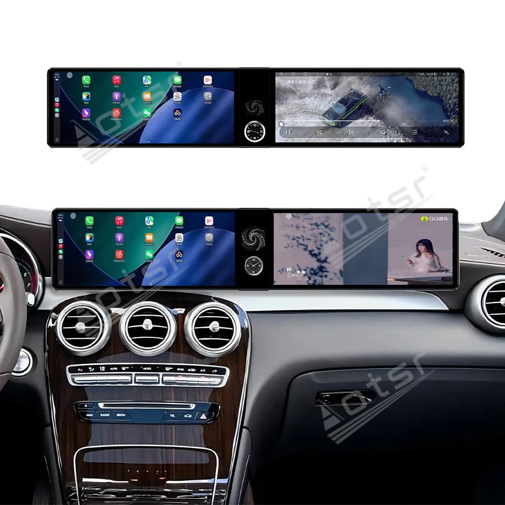 Dual 12.3 inch auto carplay Android For Mercedes- Benz GLC C Class 2015 to 2021 Car Radio Multimedia Player GPS Stereo Head Unit