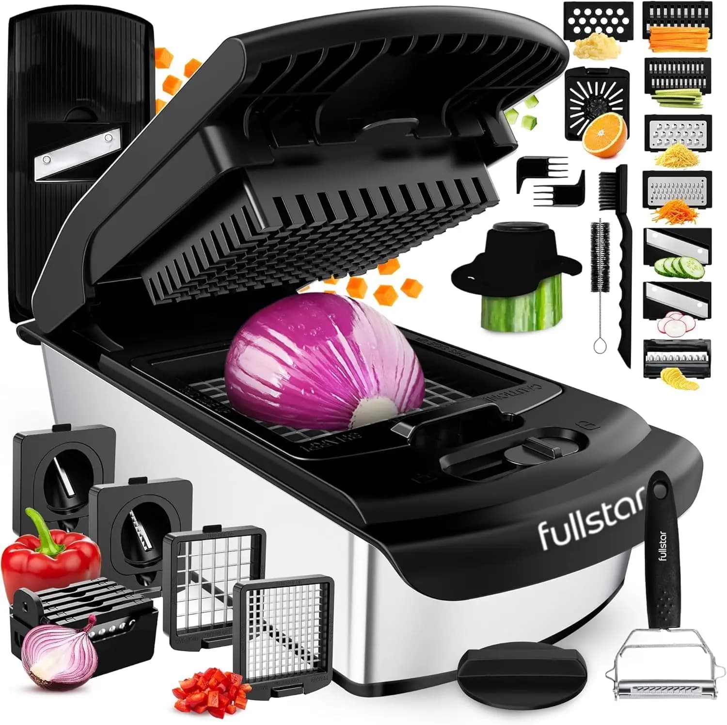 Tritaverdure e Spiralizzatore 14-in-1 con Contenitore, Argento - Gadget da Cucina per Preparazione Facile dei Pasti