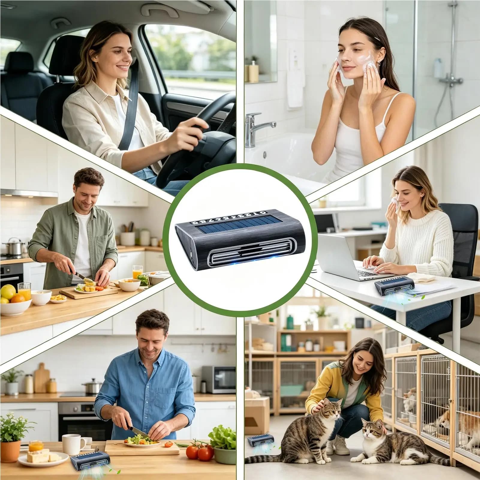 Solar Powered Air Purifier USB & Solar Charging Car Odor Removal Compact Air Cleaner For Drivers Travelers Home Office Bedroom