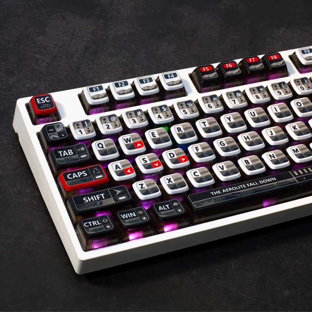 125 tasti meteorite che cadono copritasti traslucidi su quattro lati SAX PBT + copritasti per PC adatti per tastiera meccanica Mx Switch