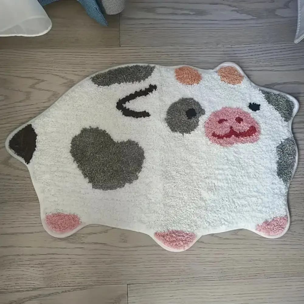VIKAMA Tappeto con motivo alieno carino mucca antiscivolo caldo morbido per ingresso ad angolo camera da letto Decorazioni per la casa Atmosfera festosa 2025