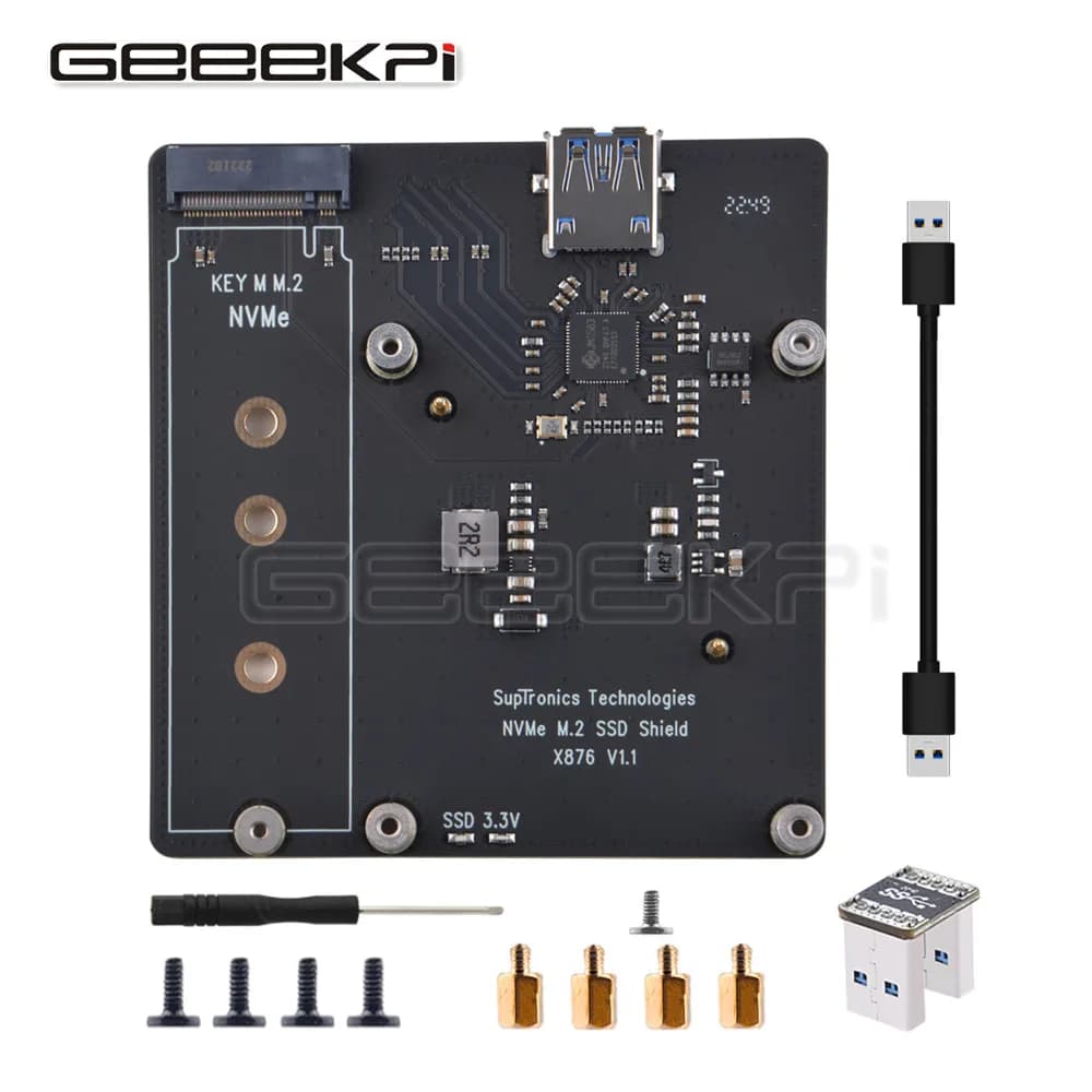 GeeekPi X876 M.2 NVME SSD expansion card for Raspberry Pi 4 support key-M 2280 SSD