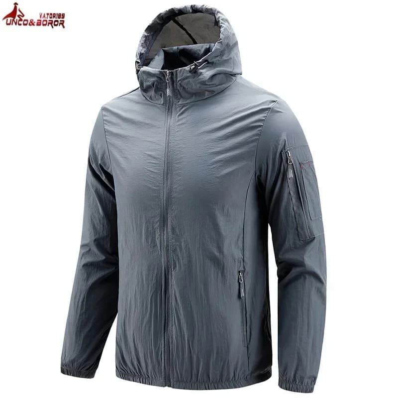 Summer UV Sun Protection Jackets Skin Coats Mens Breathable Ultra-Light Windbreaker Men's Hiking Fishing Hooded Men Clothing