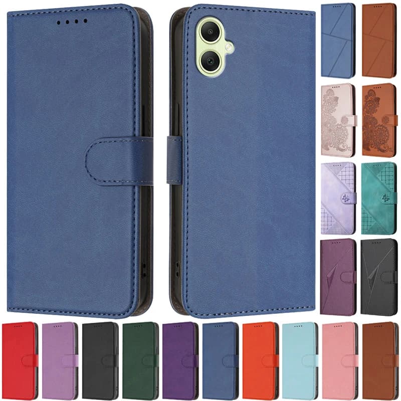 SM-A075F A065F A066 Leather Phone Case with Luxury Floral Pattern for Samsung Galaxy A07 A06 4G 5G Flip Cover Wallet Card Holder
