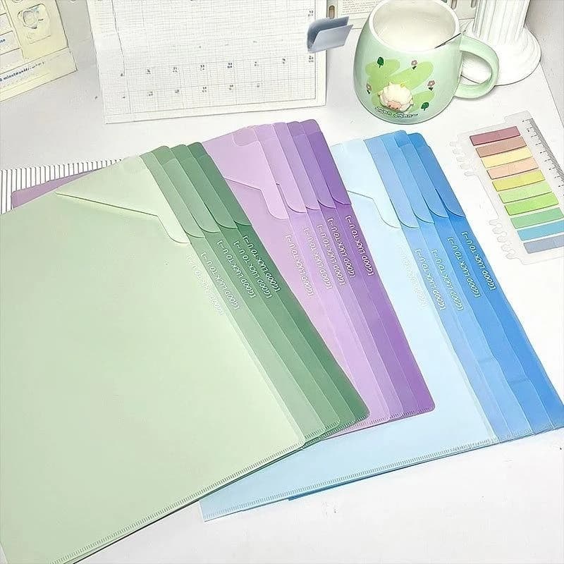 5 Pack A4 Gradient L-Shaped File Folders, Large Opening Easy Access, High Capacity for A4 Papers Notes, Student Organization
