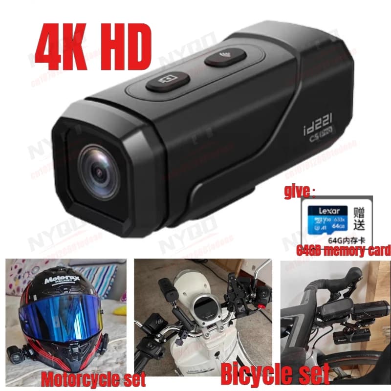 Registratore di Guida per Moto, Telecamera Sportiva Panoramica 4K a 360° per Casco, Impermeabile, Aieryou C5PRO