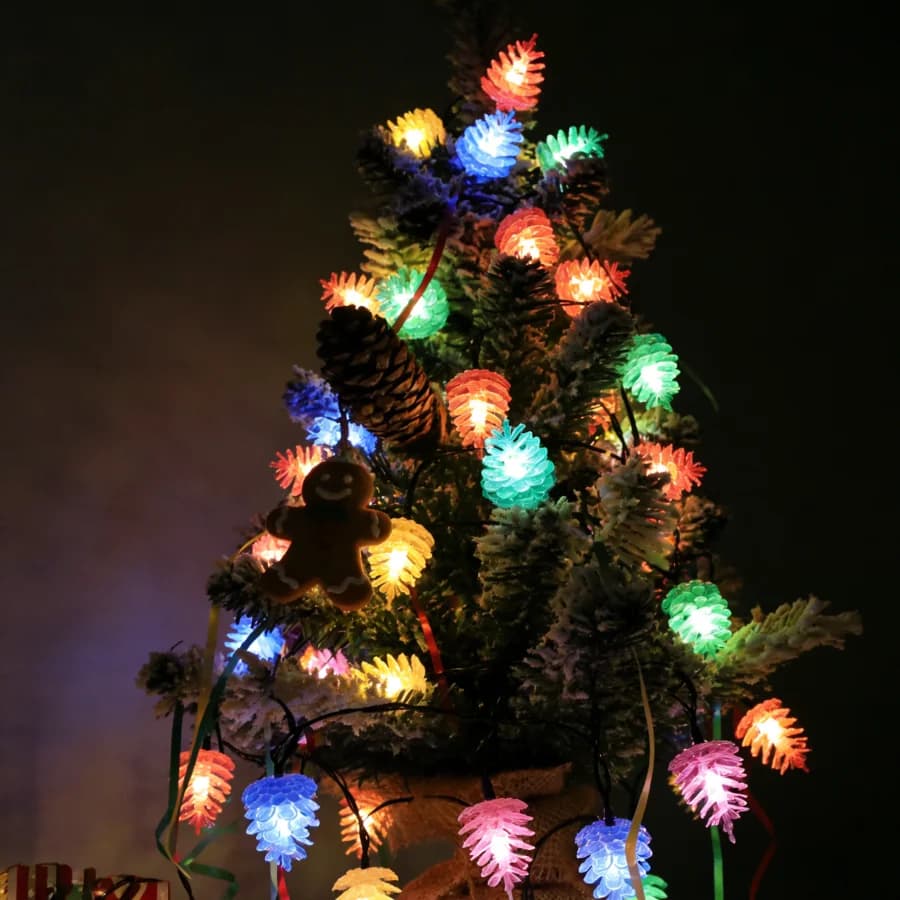 1PC Stringa di luci solari a forma di cono di pino - Luci fatate a LED che cambiano colore, decorazioni da esterno impermeabili per giardino, patio, Natale