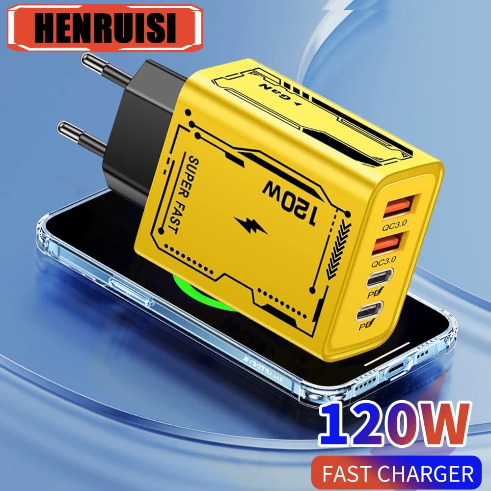 120 W USB C Charger Fast High Speed Charger for iPhone 16 Charger Adapter for mobile phone Xiaomi Samsung USB C