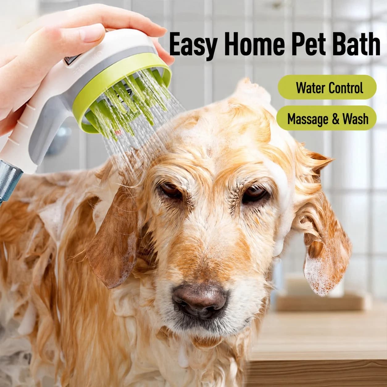 Pet Bath Brush Shower Head 3 in 1 Dog Washing Sprayer Soft Silicone Massage Grooming Tool for Dogs Cats