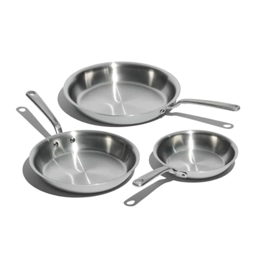 Set of 3 Stainless Steel Plates 81012, 5 Sheets, Compatible with Induction, Made in Italy