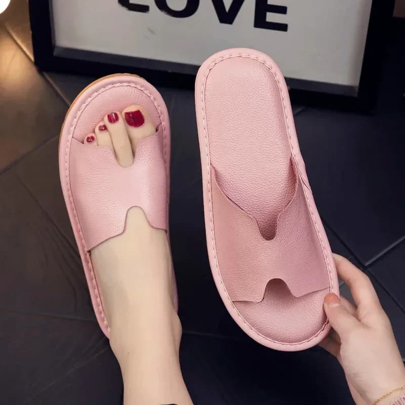 Cow Leather Summer anti-odorant Indoor Slippers for Men and Women Non-Skip Soft Mute Genuine Leather Couple's Home Slippers