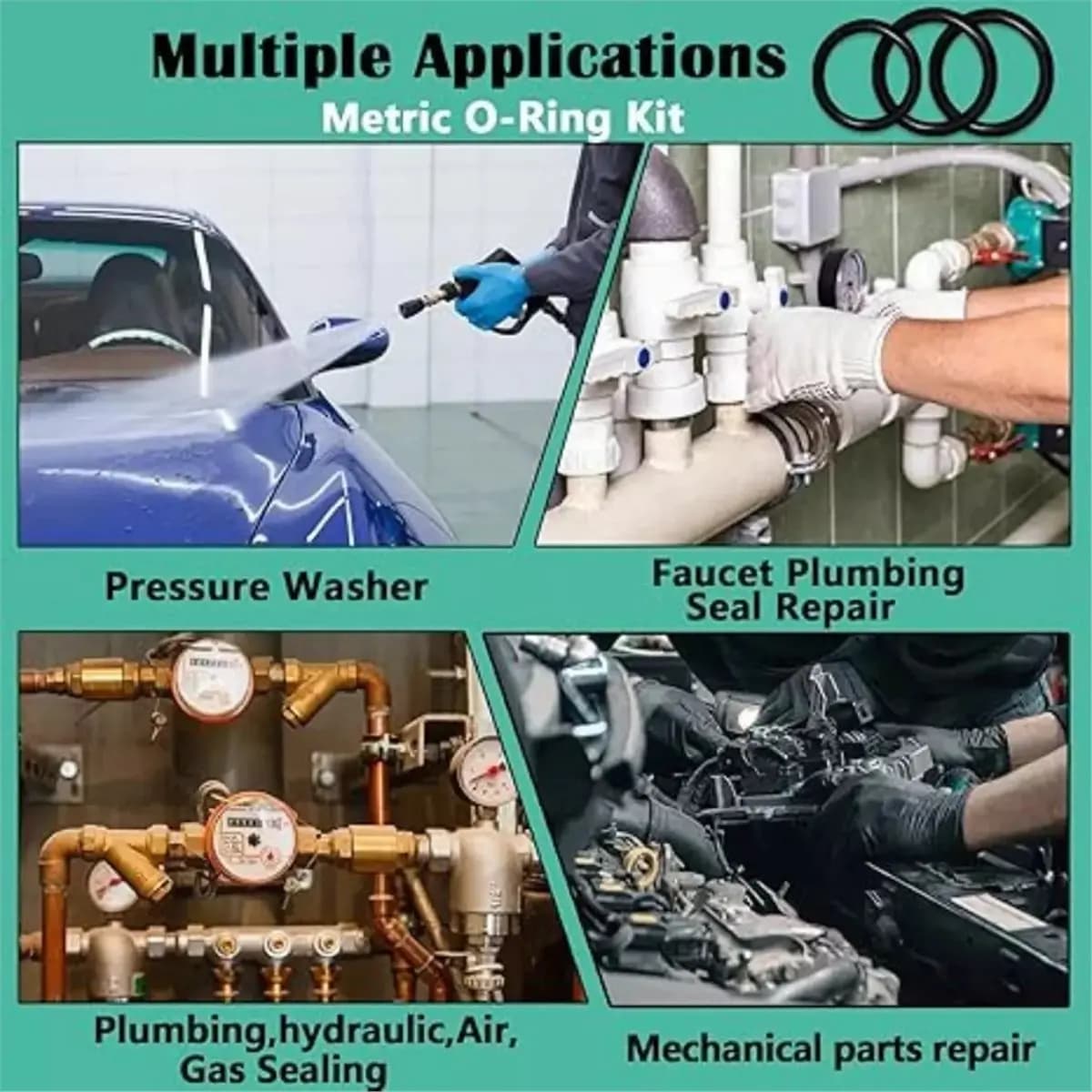 AA14 1020 Pcs Nitrile O-Ring Repair Kit Sealing Ring Set,20 Size Metric O Ring Assortment Set for Car Repair,Faucet &Plumbing