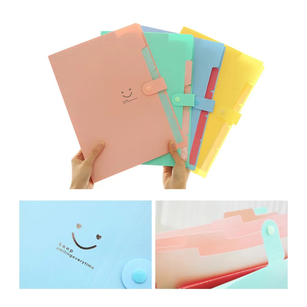 Cartella Portadocumenti in Plastica Blu Acquamarina con 5 Tasche, Chiusura a Scatto, Organizzatore Espandibile, Perfetta per Ufficio, Scuola e Viaggi