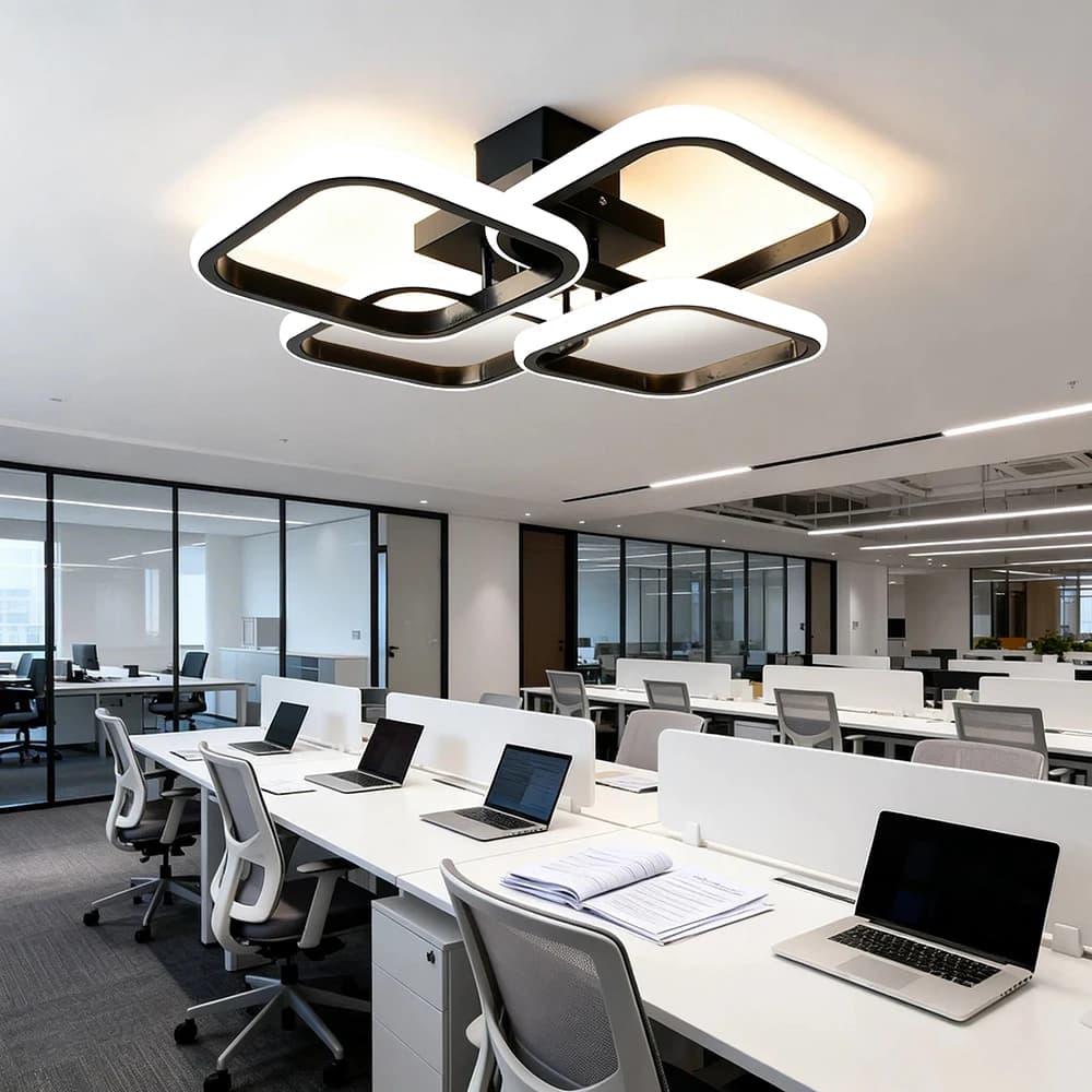 Lampada da Soffitto LED Moderna 40W, 4 Quadrati, per Soggiorno, Camera da Letto, Ristorante, Hotel, Ufficio, Studio, Illuminazione Decorativa per Interni