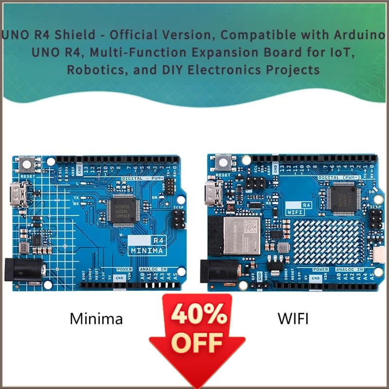 UNO R4 WiFi Shield - Official Version, Compatible with Arduino UNO R4 Minima, Programming Learning Module with Type-C Interface