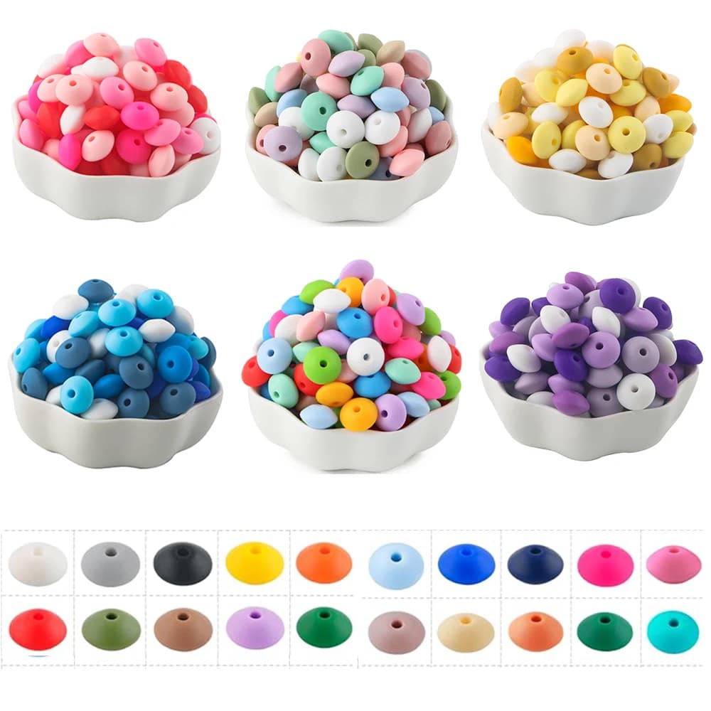 100 pz 12mm perline di lenticchie in silicone perline distanziatrici rotonde perline di abbaco in silicone braccialetto fai da te collana accessori di gioielli fatti a mano