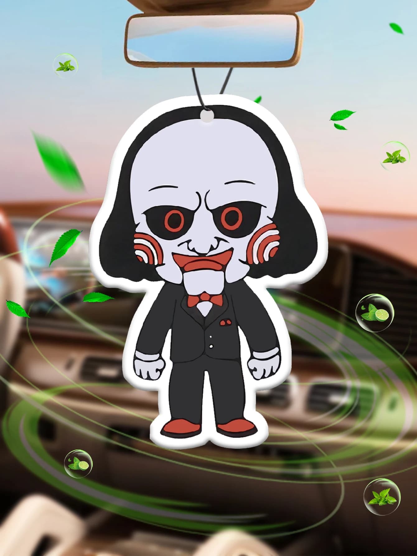 Profumo per auto a lunga durata con personaggi classici di film horror e sangrienti, ispirato agli anime giapponesi, con diffusore a incenso per veicoli.