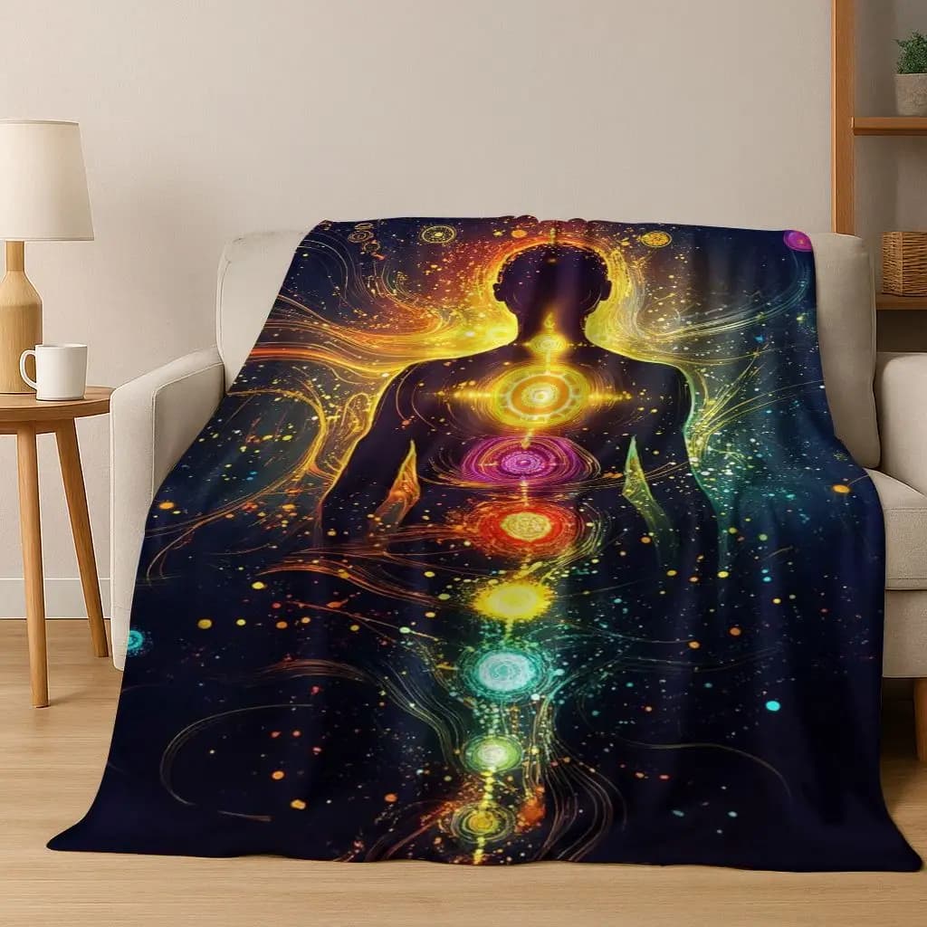Bohemia Yoga chakra Mandala Spirit Meditation Coperta di flanella, accogliente e morbida coperta per la casa, camera da letto, divano letto, regalo per bambini