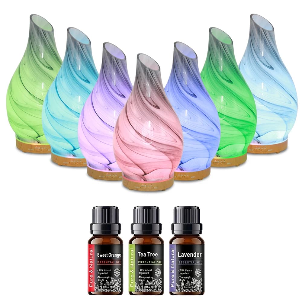 Diffusore di Oli Essenziali da 200ml per Camera da Letto, 7 Luci Cangianti, Timer, Umidificatore, Macchina per Aromaterapia Silenziosa