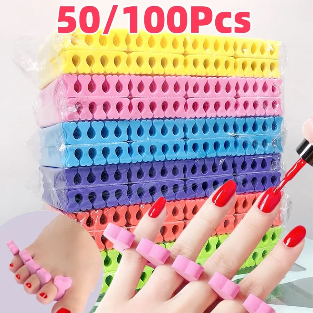 Set di 50/100 Separatori per Dita dei Piedi a Forma di Cuore, Spugna Morbida per Unghie, Separatore per Gel UV, Kit per Manicure e Pedicure