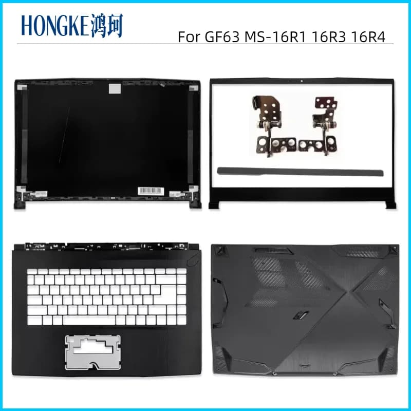 Nuovo Per GF63 MS-16R1 16R3 16R4 16R5 16R8 LCD Della Copertura Posteriore/Lunetta Anteriore/Poggiapolsi/Base Inferiore/Cerniere copertura Del Computer Portatile Borsette