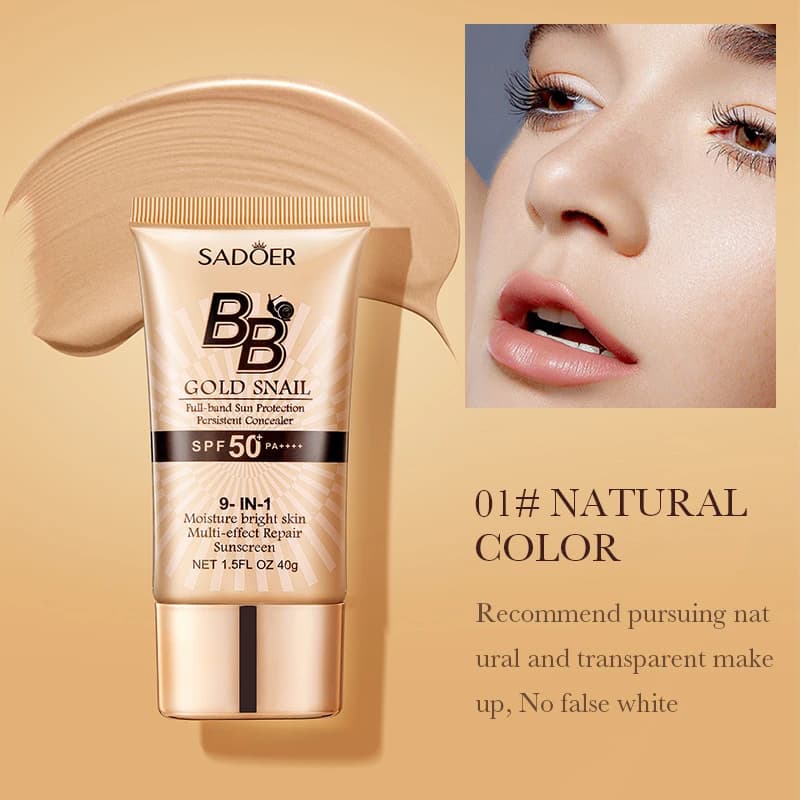 SADOER BB Solar Cream with Golden Light Extract, Hydrating and Insulating Corrector Fund SPF50+PA++++ 40g