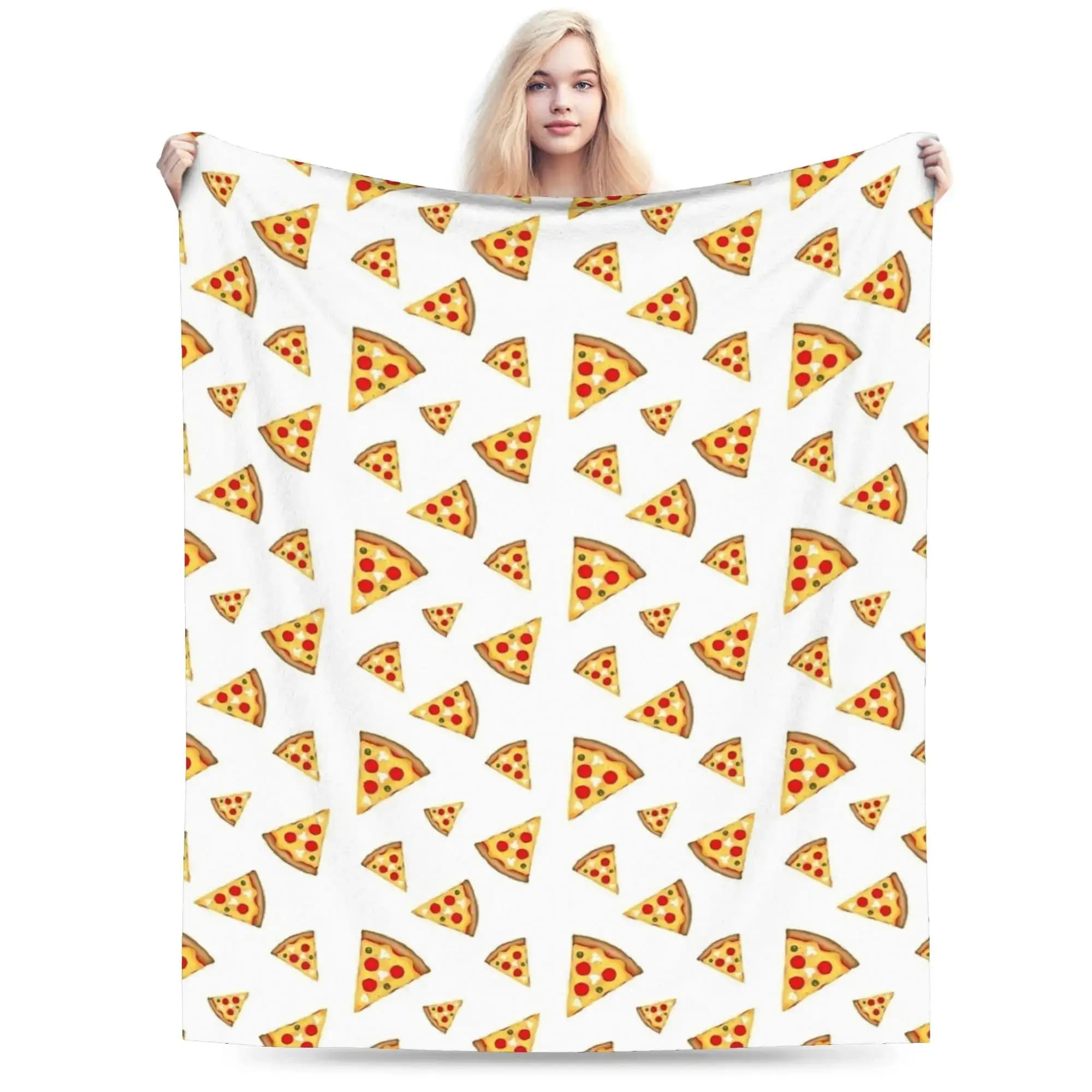 Coperta in Flanella con Motivo a Fetta di Pizza, Divertente e Originale, per Adulti, Morbida Coperta Invernale per Divano, Sedia, Letto