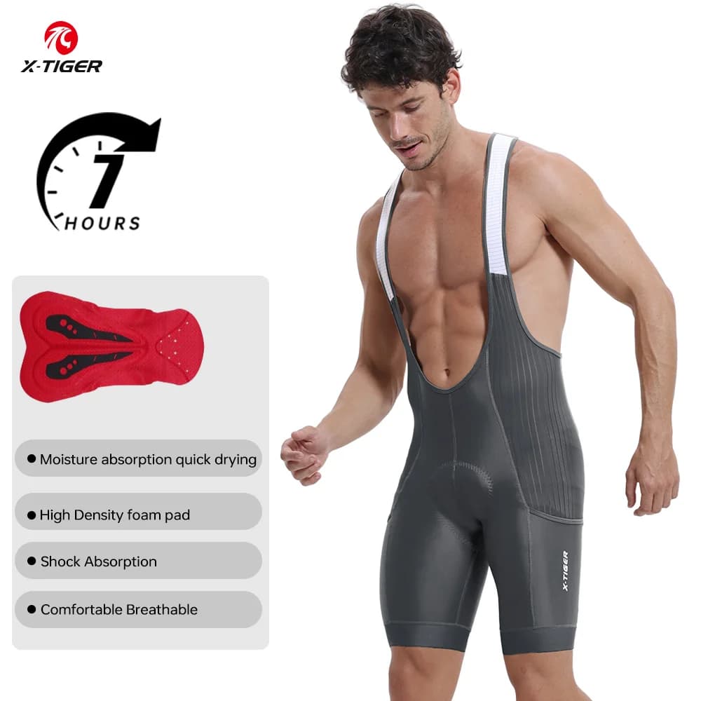 X-TIGER Men's padded cycling shorts, cycling shorts with padding for 7 hours of extended driving, cycling shorts with comfortable padding, men's cycling equipment