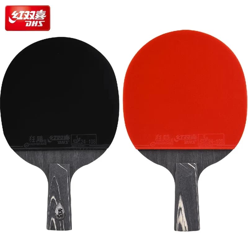 Racchette da ping pong DHS Red Double Happiness 1 pz Star Professional Seven Layer Pure Wood Diamond Series Impugnatura dritta con borsa
