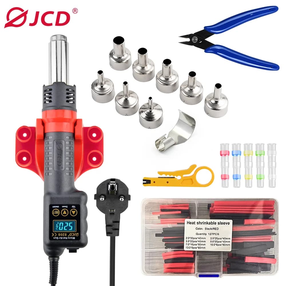 JCD 750W Micro Pistola Ad Aria Calda 8208 Saldatura Rilavorazione Stazione di Saldatura LCD Pistola di Calore Digitale BGA IC Strumenti di Saldatura Con Tubo Termoretraibile