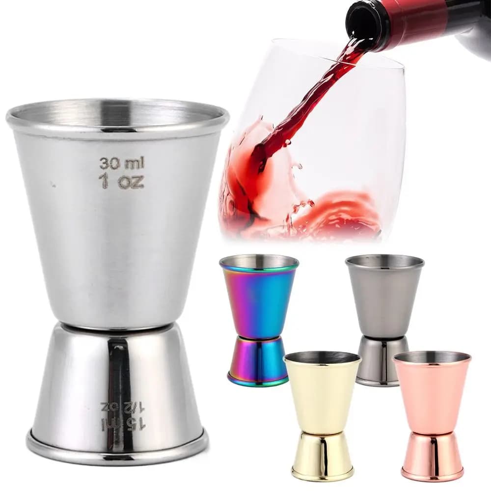 Nuovo Jigger di misura in acciaio inossidabile 304 1/2-1 oz Doppio colpo Tazza da cocktail Shaker da cocktail in stile giapponese per barista