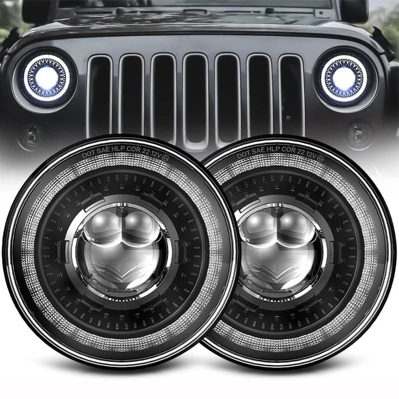 7 "faro a Led per auto per Lada Niva 4x4 7 pollici H4 fari a Led Angel Eyes per Jeep Wrangler OffRoad 4x4 Suzuki Samurai Toyota