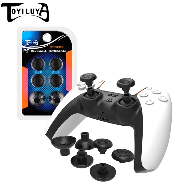 6 in1Plastica Nera Rocker Sostituzione Bastone Analogico Joystick Thumbsticks Pulsante per PS5 Gamepad Controller Accessori Dropship