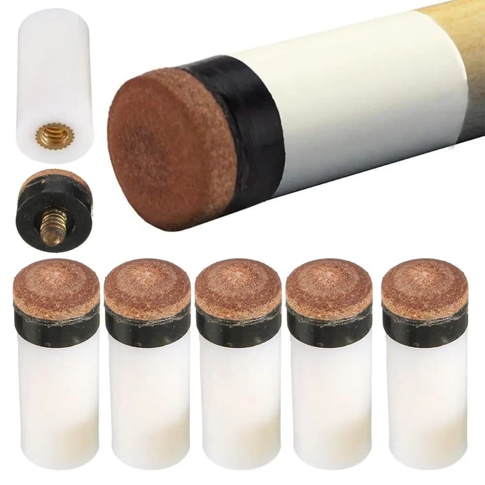 5Pcs/Pack Pool Cue Billiard Cue Tip Snooker Accessory 10/11/12/13mm Replacement Tip Screw-On Tips Plastic Stick Ferrules