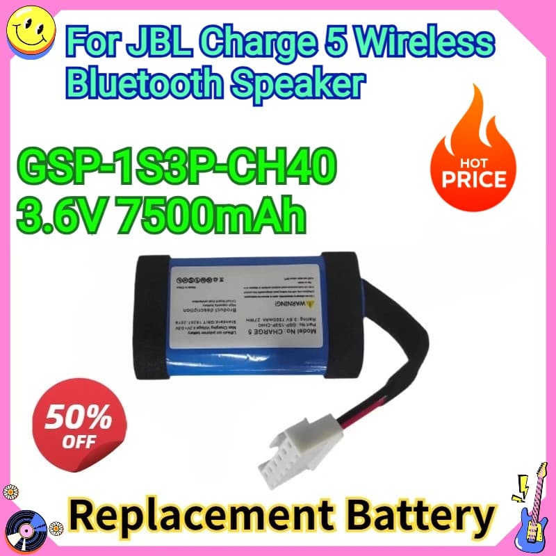 Nuova batteria sostitutiva 3.6V 7500mAh GSP-1S3P-CH40 per altoparlante Bluetooth wireless JBL Charge 5