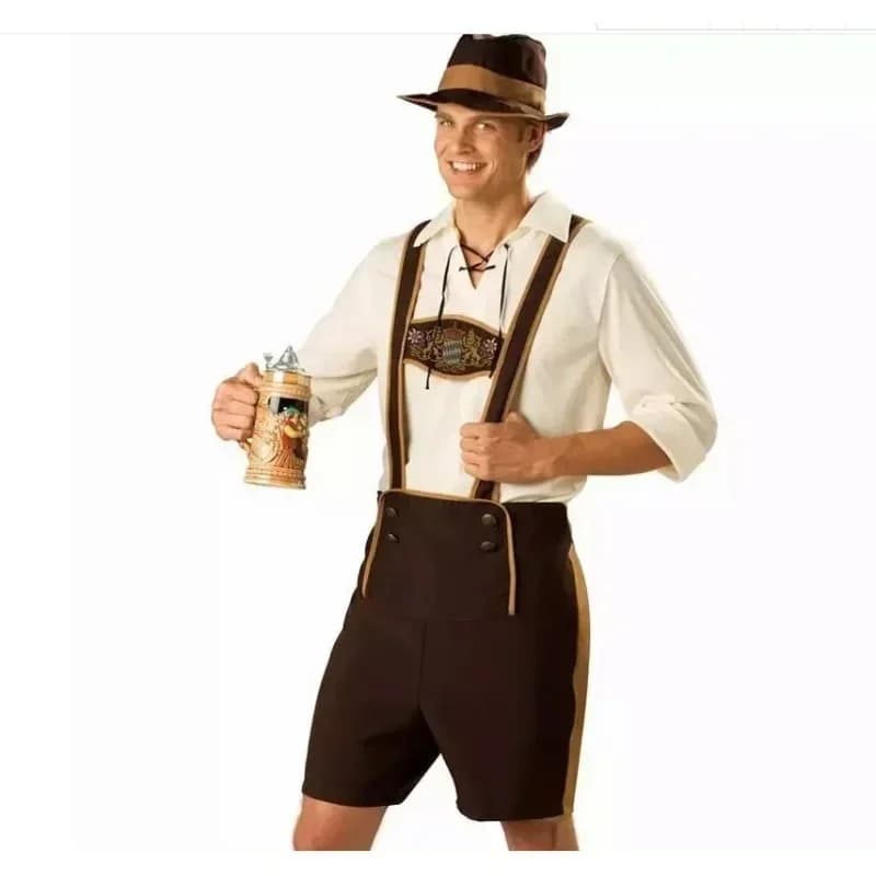 Costume da Uomo per Halloween e Oktoberfest, Pantaloni in Pelle Stile Bavarese Hansel, Abbigliamento per Festival Tedesco di Monaco, Costume per Cosplay