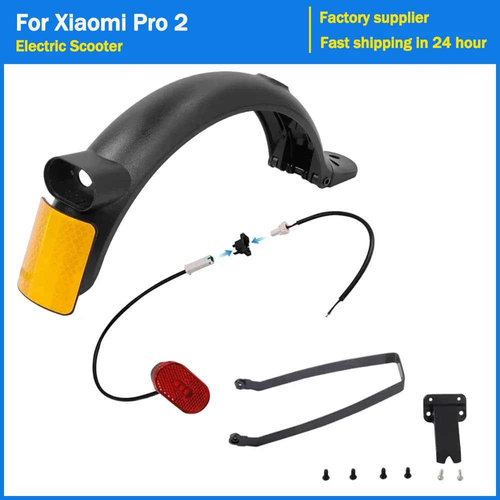 Set parafango ruota posteriore scooter elettrico per Xiaomi Pro 2 Staffa Kickscooter Fanali posteriori Parafango Ala con luce targa