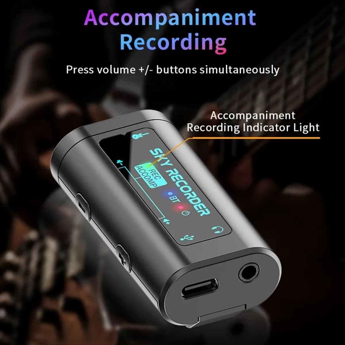 Efficiente - SKY RECORDER Scheda audio Interfaccia di conversione USB Plug and Play Utilizzare per chitarra basso Ukulele Guitalele Mini mixer audio