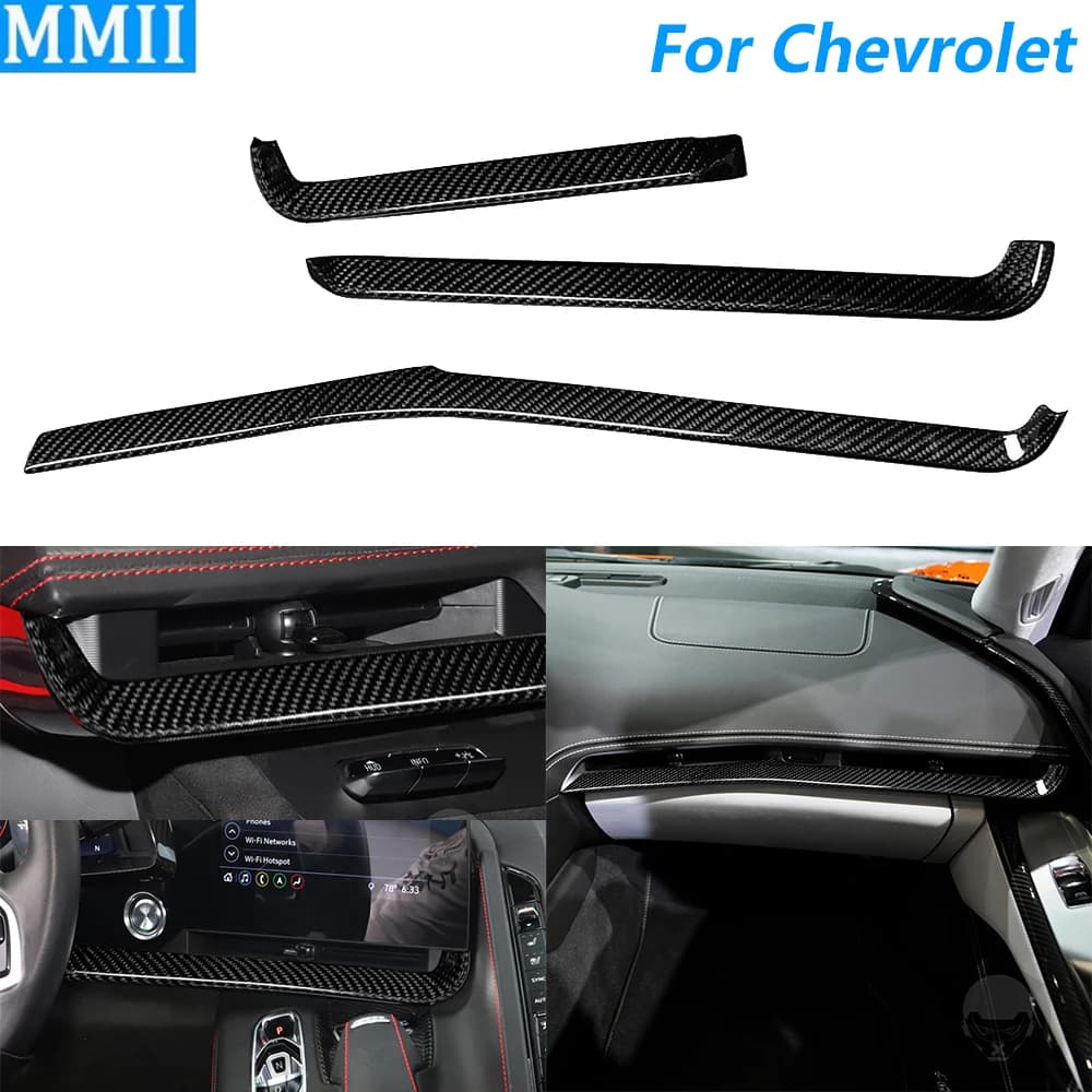 For Chevrolet Corvette C8 Z51 Z06 2020-2025 Real Dry Carbon Fiber Central Control Dashboard Air Vent Cover Trim Car Accessories