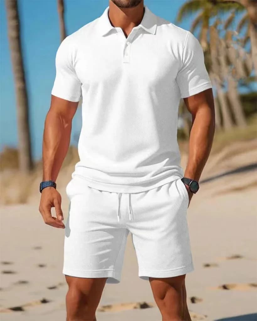 Men's sports complex 2026: T-shirt with short sleeves and sports shorts, casual and elegant for summer