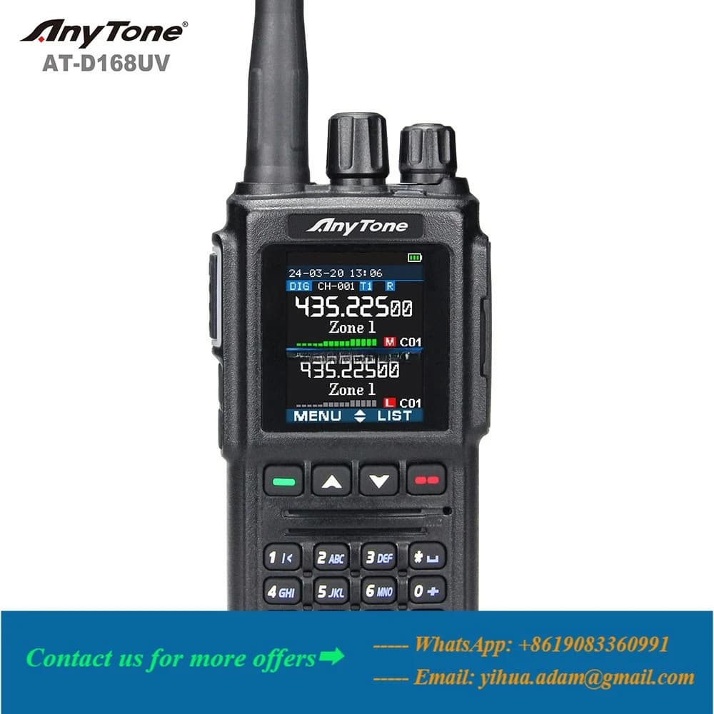 Radio Amatoriale con Crittografia AES 256 AnyTone D168UV, Walkie Talkie Digitale DMR, Radio Dual Band VHF UHF, Radio Criptata Anytone At-d168uv